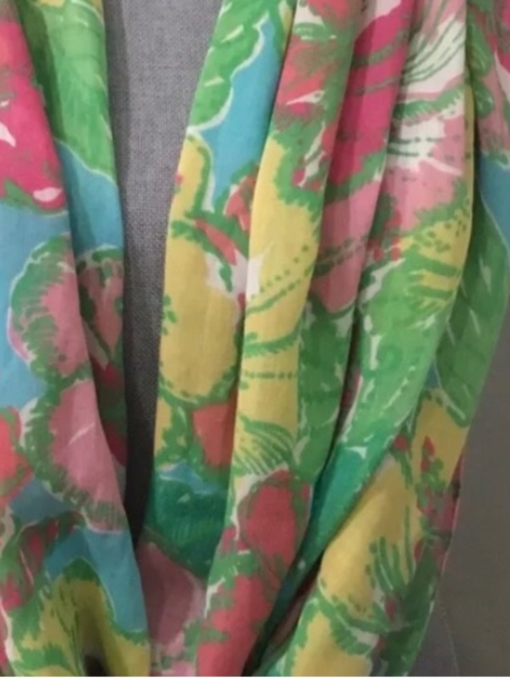 Lilly Pulitzer Multicolor Floral Scarf with Pink, Green, Blue and Yellow